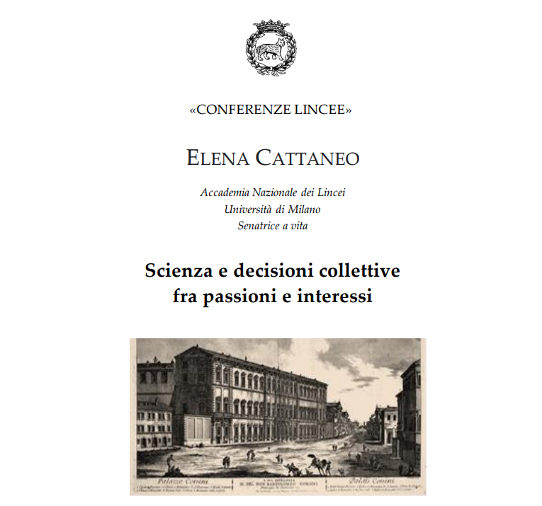 Conferenza della Socia Elena Cattaneo: scienza e decisioni collettive